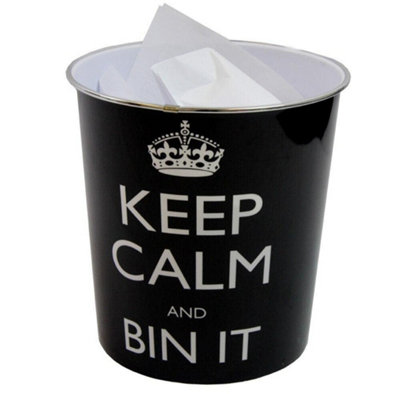 MantraRaj Keep Calm Plastic Waste Paper Bin Basket Ideal for Living Rooms, Bedrooms, Kitchens And Home Offices Bathroom or Bedroom