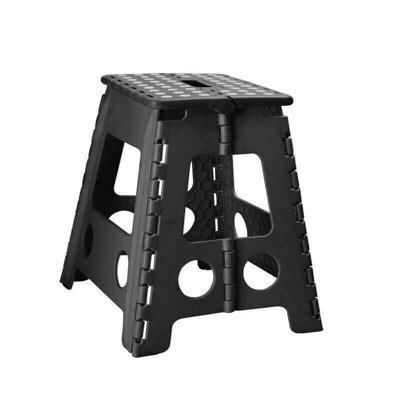 MantraRaj Large Folding Step Stool Lightweight Foldable Step Stool for Adults & Kids Great For Kitchen Bathroom Bedroom (Black)