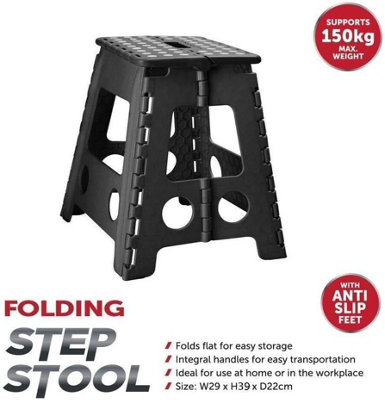 MantraRaj Large Folding Step Stool Lightweight Foldable Step Stool for Adults & Kids Great For Kitchen Bathroom Bedroom (Black)