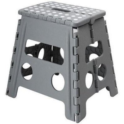 MantraRaj Large Folding Step Stool Lightweight Foldable Step Stool for Adults & Kids Great For Kitchen Bathroom Bedroom (Grey)