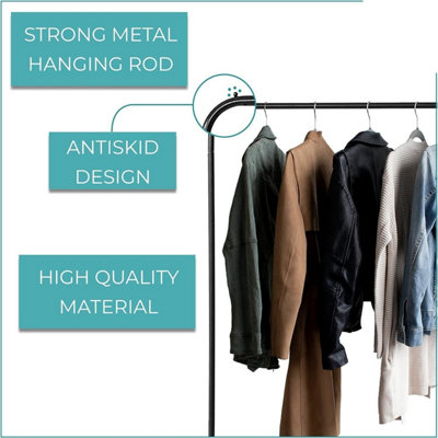 MantraRaj Metal Garment Rack Clothes Rack With Lower Storage Shelf For Shoes And Accessories Free Standing Shelf