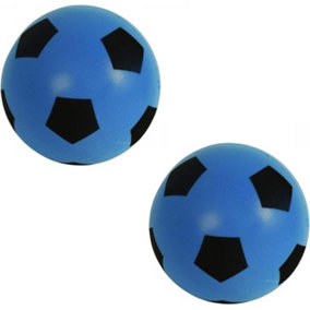 MantraRaj Pack of 2 Blue Football 17.5cm Sponge Foam Soccer Ball Suitable for Indoor Outdoor Games for Kids Garden Games