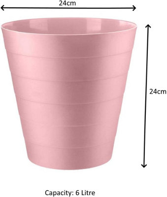 MantraRaj Pack Of 2 Plastic Waste Paper Bin 6L Round Waste Basket Trash Can Lightweight Rubbish Bin (Pink)