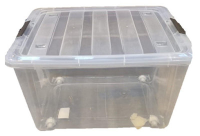 MantraRaj Pack of 3 Storage Boxes with Lids And Wheels 45L Storage Container Secure Buckles Stackable For Home, Office, Kitchen