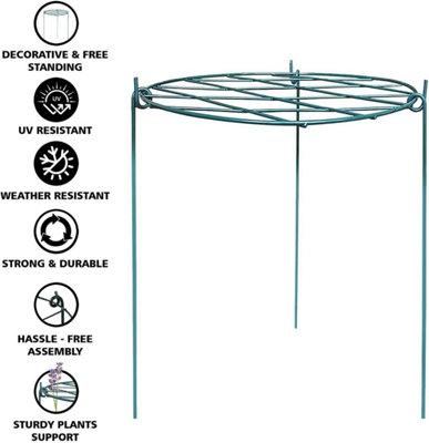 MantraRaj Plant Stand Ring Support Iron Round Plant Support With Grid for Outdoor Plants Stakes With 3 Legs (50CM)