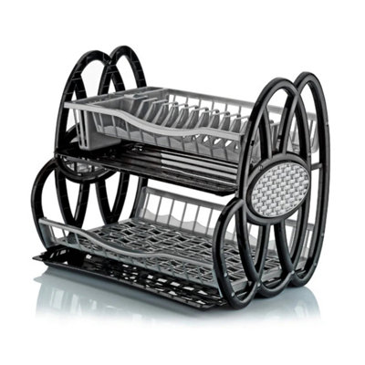 MantraRaj Plastic Dish Rack 2 Tier Double Dish Drainer Rack Large Plate ...