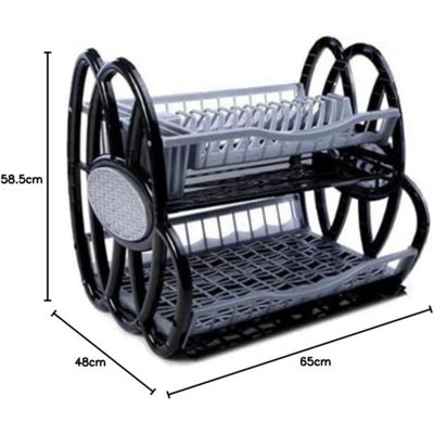 MantraRaj Plastic Dish Rack 2 Tier Double Dish Drainer Rack Large Plate ...