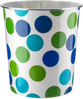 MantraRaj Plastic Waste Paper Basket Bin Round Waste Basket Trash Can Lightweight Recycling Rubbish Bin (Blue Dot)