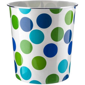 MantraRaj Plastic Waste Paper Basket Bin Round Waste Basket Trash Can Lightweight Recycling Rubbish Bin (Blue Dot)