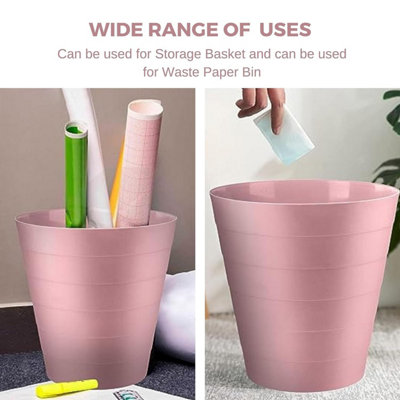 MantraRaj Plastic Waste Paper Bin 6L Round Waste Basket Trash Can Lightweight Rubbish Bin Pink