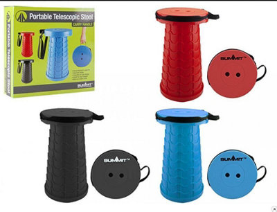 MantraRaj Portable Folding Stool Chair With Carry Handle Plastic Foldable Collapsible Telescopic Stool (Red)