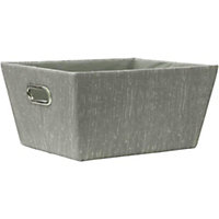 MantraRaj Rectangular Tapered Storage Basket Cardboard With Metal Handles Multipurpose Organiser Bin for Home and Office Grey