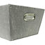 MantraRaj Rectangular Tapered Storage Basket Cardboard With Metal Handles Multipurpose Organiser Bin for Home and Office Grey