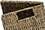 MantraRaj Seagrass Set of 4 Rectangular Lidded Storage Baskets Hand Woven Stackable Multipurpose Kitchen Bathroom