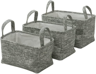 MantraRaj Set of 3 Rectangular Fabric Storage Baskets Cardboard Storage ...