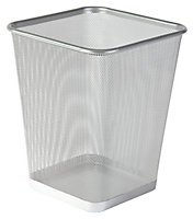 MantraRaj Silver Square Metal Mesh Waste Paper Bin Lightweight Mesh Trash Can Waste Basket Garbage Can Waste Bin(Pack 1)