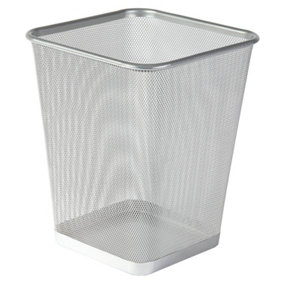 MantraRaj Silver Square Metal Mesh Waste Paper Bin Lightweight Mesh Trash Can Waste Basket Garbage Can Waste Bin(Pack 1)
