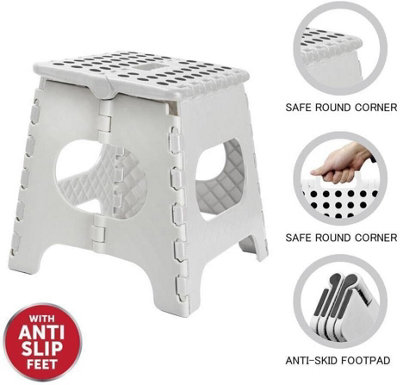MantraRaj Small Folding Step Stool Lightweight Foldable Step Stool for Adults & Kids Great For Kitchen Bathroom Bedroom (White)