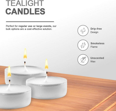 MantraRaj Unscented Tea Lights Candles 3.5 Hour Burn Tealight Candles ...