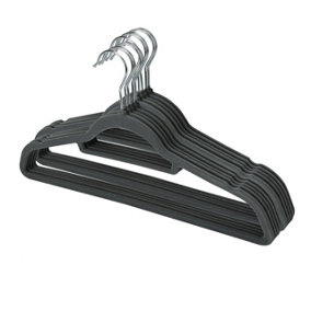 MantraRaj Velvet Coat Hangers Non-Slip Hangers for Clothes 360 Degree Swivel Hook Suit Hangers Pack of 10 (Grey)