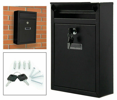 MantraRaj Wall Mounted Modern Post Box Mailbox Black Large Letter Box ...