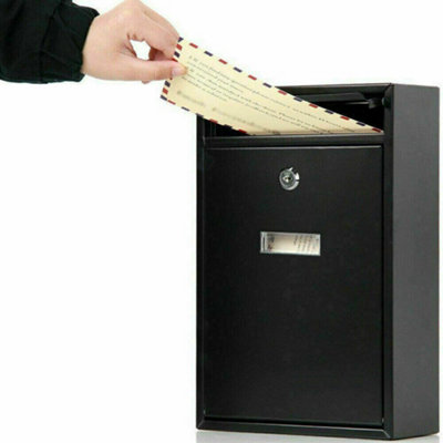 MantraRaj Wall Mounted Modern Post Box Mailbox Black Large Letter Box Post Mail Box Lockable With 2 Keys Post Letter Box