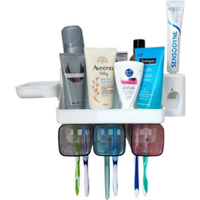 MantraRaj Wall-Mounted Toothbrush Holder & Automatic Toothpaste Dispenser With Soap Holder