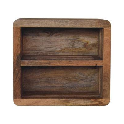 Mantua Wall Mounted Bedside Table in Solid Mango Wood with Two Open Slots