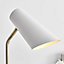 MANU Matte White and Gold Chrome Metal Table Lamp Light Including A Rated Energy Efficient LED Bulb