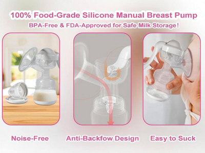 Manual Breast Pump with 150ml Storage Bottle 2 Suction Levels Soft ...