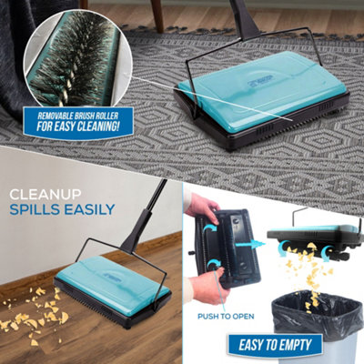 Manual Carpet Sweeper with Detachable Cleaning Comb Cordless Carpet ...