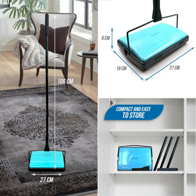 Manual Carpet Sweeper with Detachable Cleaning Comb Cordless Carpet ...