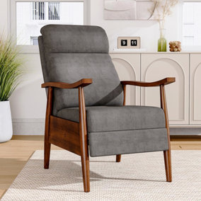 Manual Fabric Recliner Chair Armchair Sofa Chair with Foldable Footrest