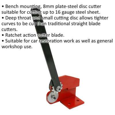 Manual Hand Sheet Metal Disc Cutter Bench Mounted -16 Gauge Steel ...