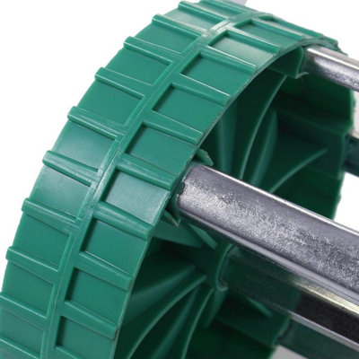 Manual Handheld Rotary Lawn Aerator 18" Spike Roller Dethatching Tool with 3 Piece Handle, Smooth Wheels for Garden & Backyard