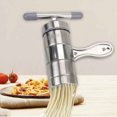 Manual Pasta and Noodle Maker with 5 Stainless Steel Molds and Fruit Juicer