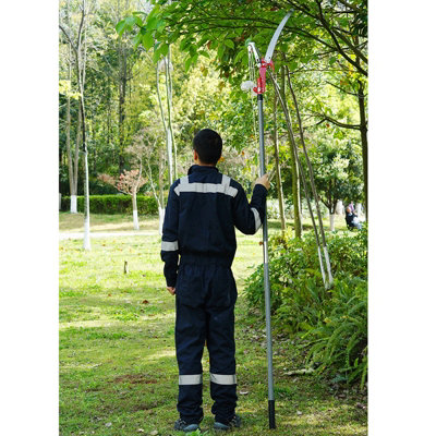 Manual Pole Saw 2in1 Extendable Tree Pruner 7.3-27 ft Fiberglass Pole ...