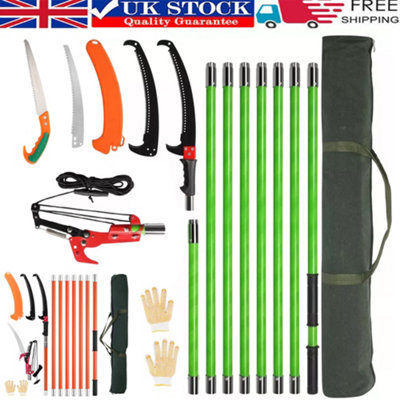 Manual Pole Saw Extendable Tree Pruner 7.3-27ft Fiberglass Pole Hook