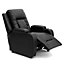 Manual Pushback Recliner Chair with Compact Living Room Design and Cup Holders in Black Bonded Leather