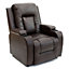 Manual Pushback Recliner Chair with Compact Living Room Design and Cup Holders in Brown Bonded Leather