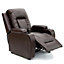 Manual Pushback Recliner Chair with Compact Living Room Design and Cup Holders in Brown Bonded Leather