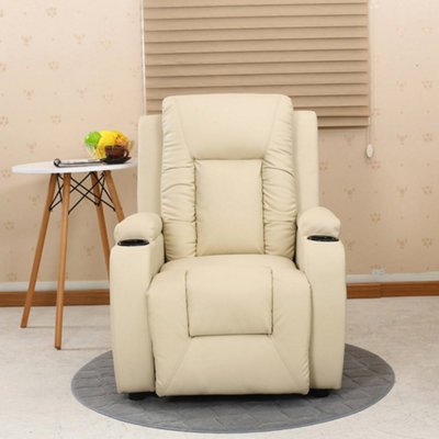 Cream leather manual recliner chair hot sale