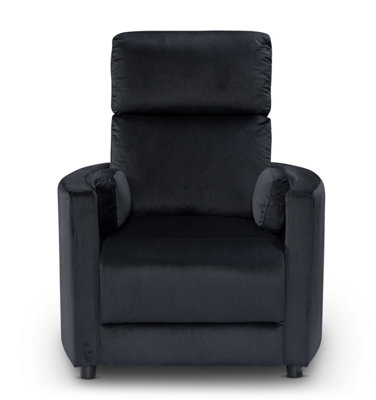 Manual Recliner Chair in Black Velvet Fabric