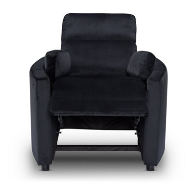 Manual Recliner Chair in Black Velvet Fabric