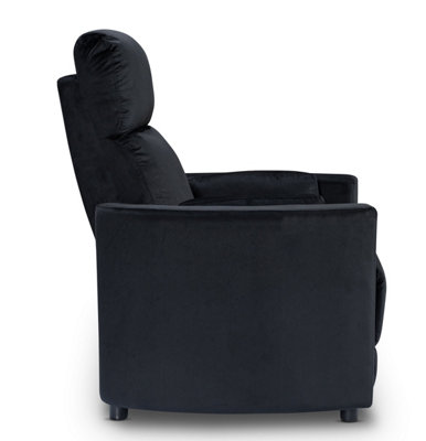 Manual Recliner Chair in Black Velvet Fabric