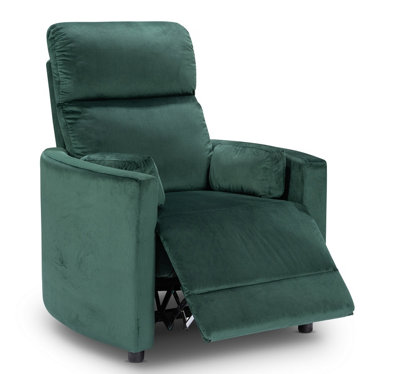 Manual Recliner Chair in Bottle Green Velvet Fabric