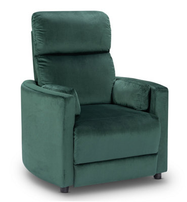 Manual Recliner Chair in Bottle Green Velvet Fabric