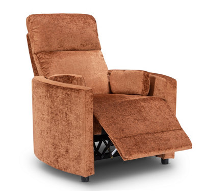 Manual Recliner Chair in Orange Chenille Fabric