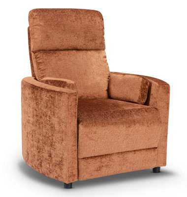 Manual Recliner Chair in Orange Chenille Fabric