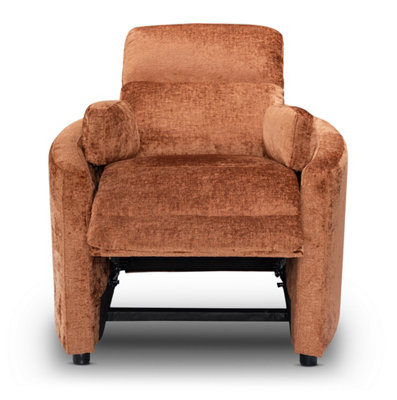 Manual Recliner Chair in Orange Chenille Fabric